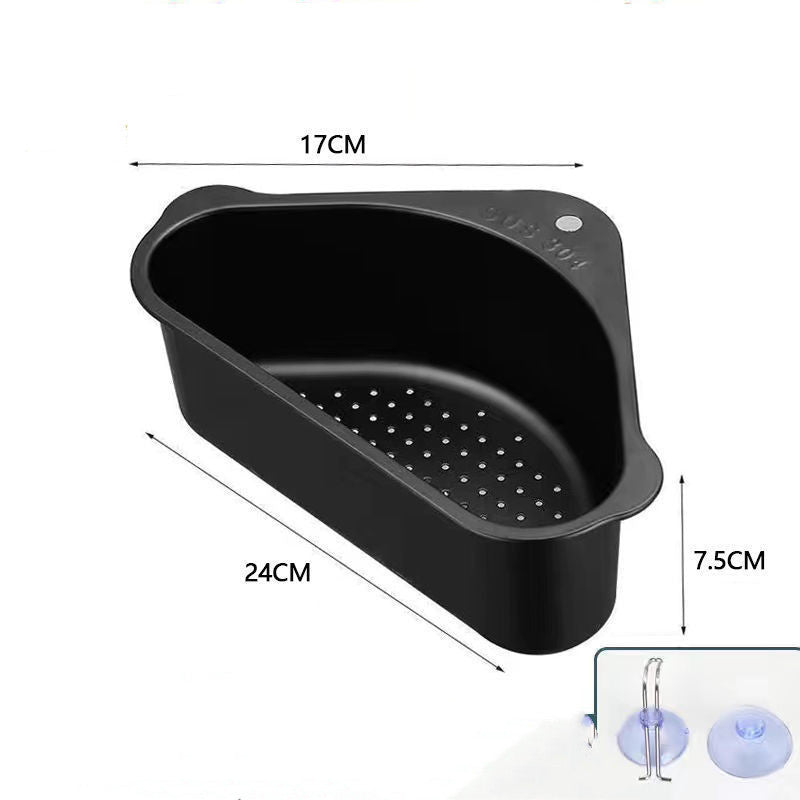 Kitchen Sink Drainage Basket 304 Stainless Steel Punch-free Triangle Storage Rack Vegetable Washing Sink Leftovers Strainer