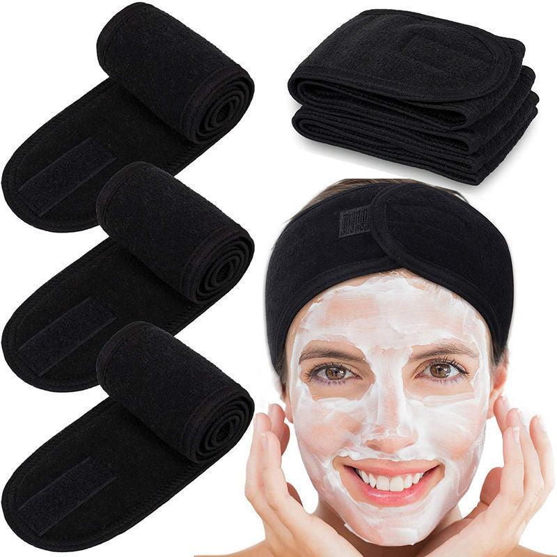 Hook & Loop Band Face Washing Female Yoga Headband Internet Celebrity Makeup Mask Headband Beauty Salon Hair Towel