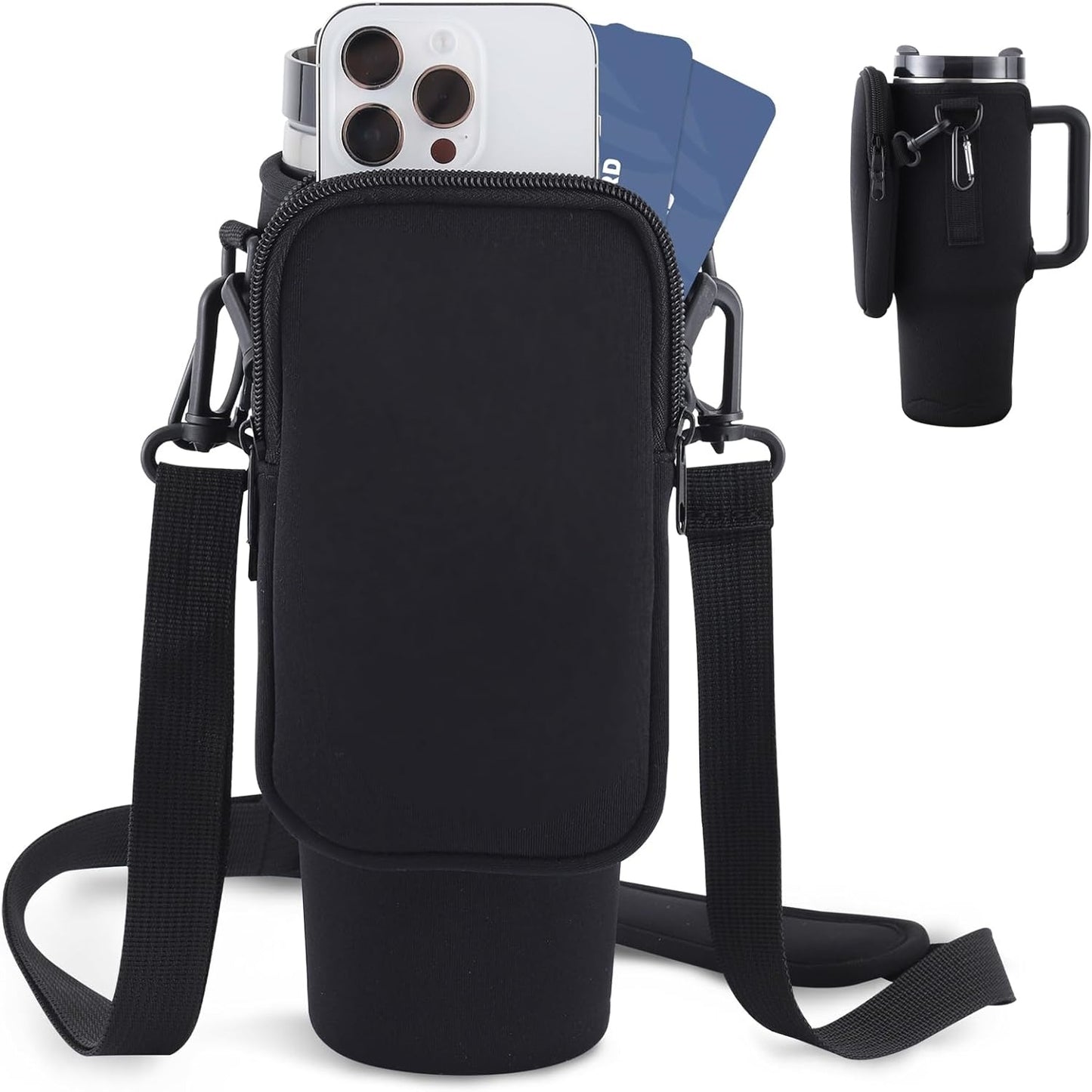 Neoprene Water Bottle Carrier with Adjustable Strap