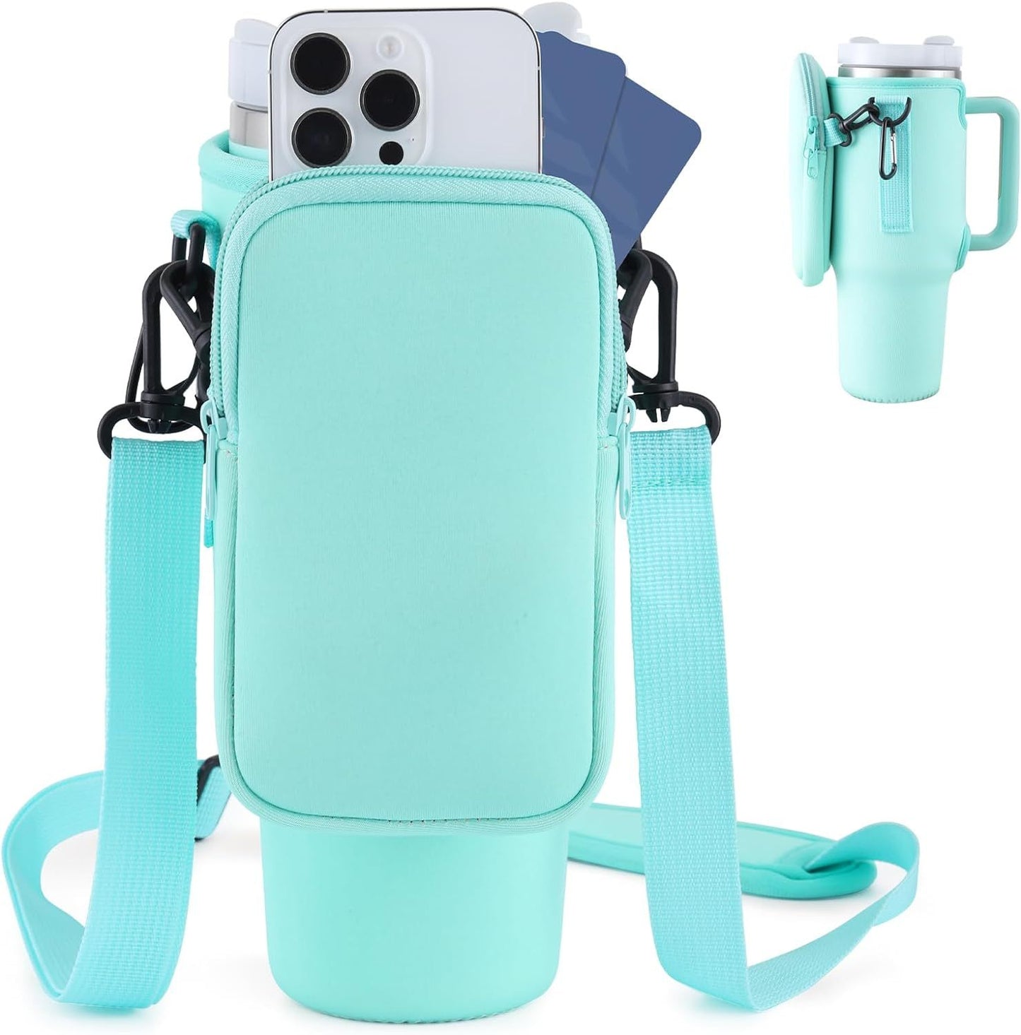 Neoprene Water Bottle Carrier with Adjustable Strap