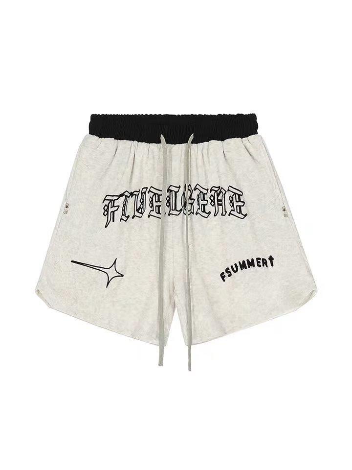 American Retro Embroidered Sports Shorts