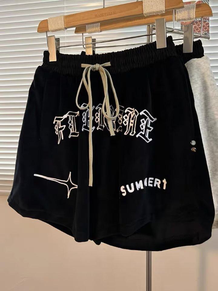 American Retro Embroidered Sports Shorts