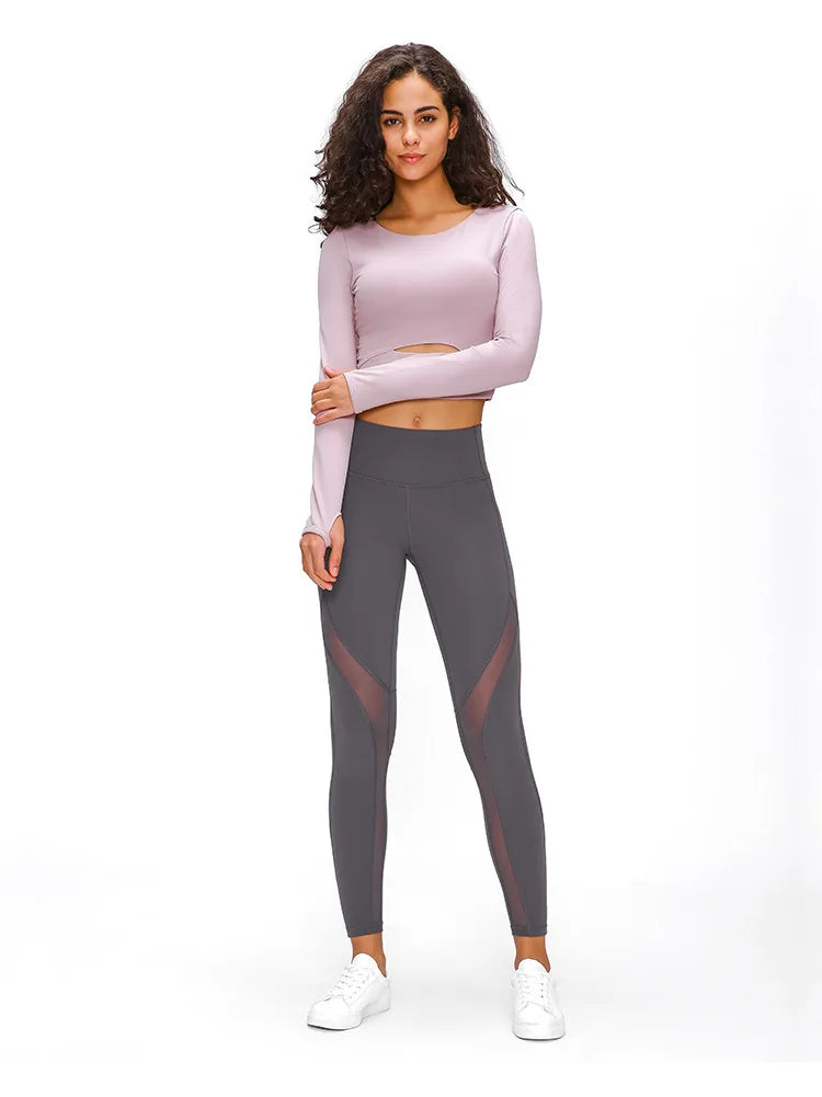 Yoga Fitness Crop Shirt with Thumb Holes