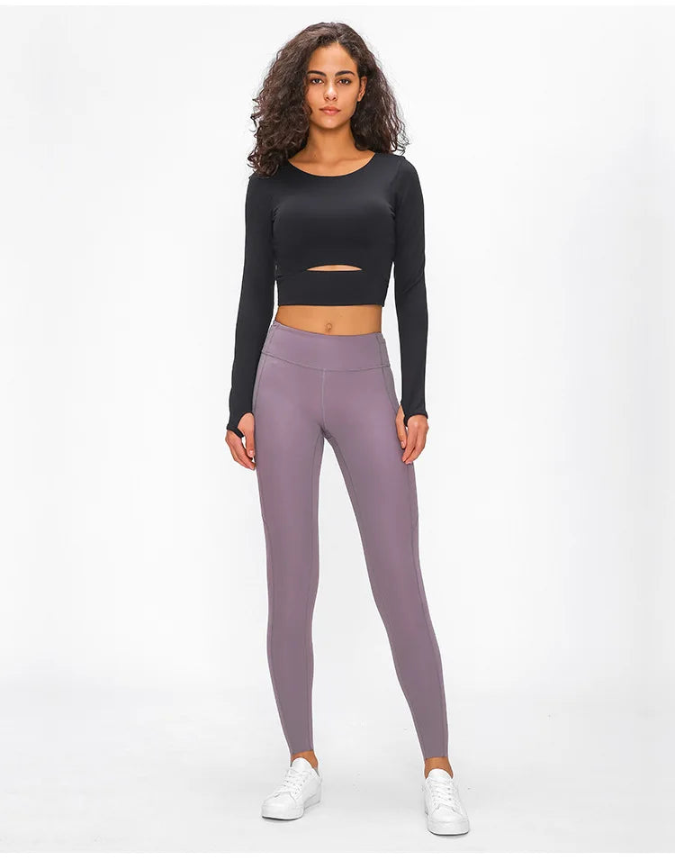 Yoga Fitness Crop Shirt with Thumb Holes