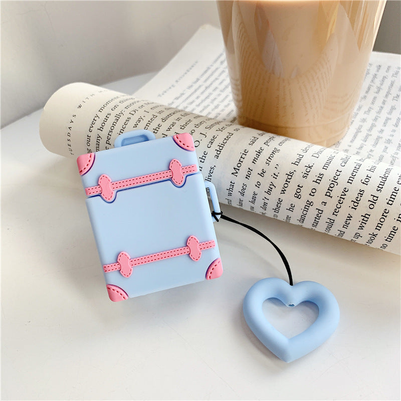 Liquid Silicone Airpods Protective Case Suitcase Cute