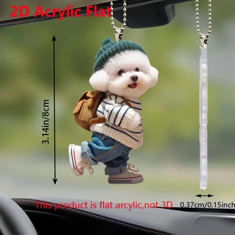 Creative Puppy Backpack Pendant Acrylic Automobile Hanging Ornament